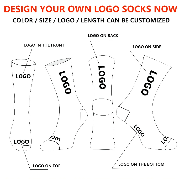 100% Organic Cotton Sports Custom Logo Design Socks Unisex Women Men Embroidery Custom Sock