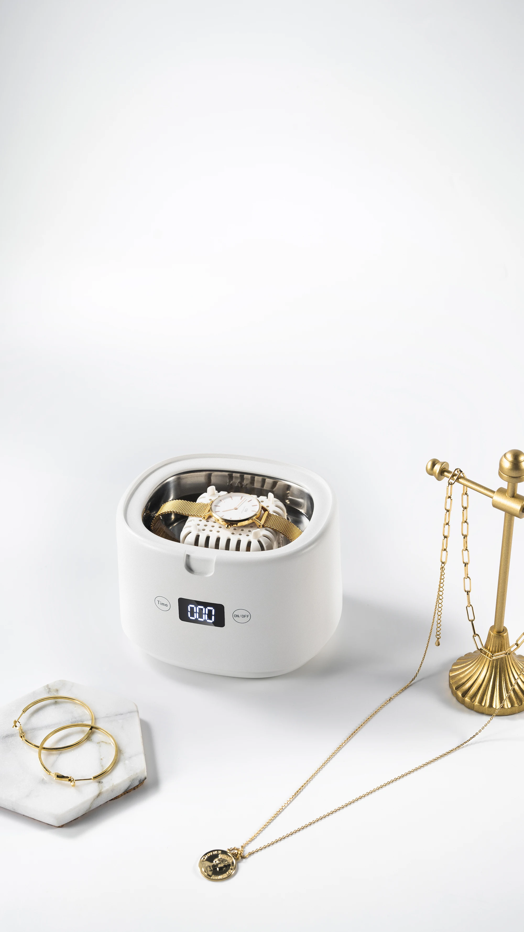 Household small ultrasonic dental pod for aligner retainer mouth guard cleaner 200ml at 45KHz high power