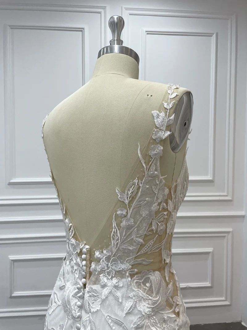 2022 High Quality Applique Lace Sashes Wedding Dress Vestido De Noiva Fancy Fashion Wedding Dresses