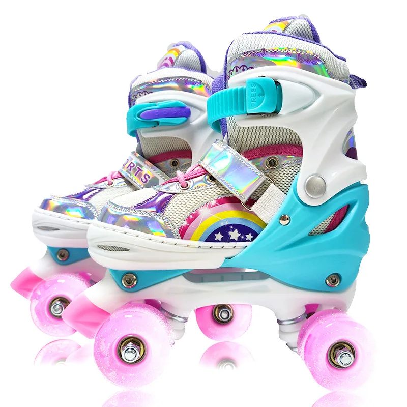 EACH Patines Roller Skate 4 Ruedas De 4 Ruedas Con Luz Wholesale Roller Skates Shoes for Kids Adjustable 4 Roller Skate