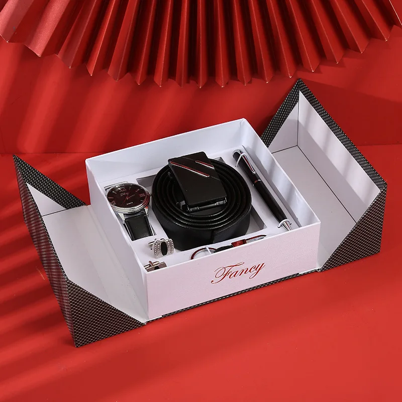 Wholesale exquisite quality birthday father gift watch set men keychain pen oem luxury watch