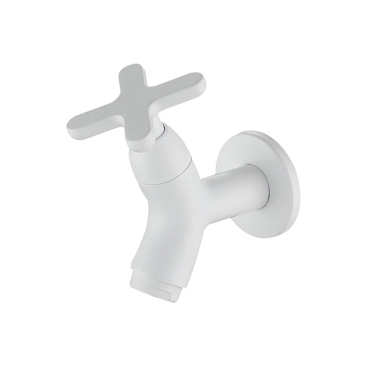 Hot Sales Brass White Wall Mounted Hand Washing Tap Mop Pool Tap Garden Outdoor Bathroom Single Cold Water Faucet In-Wall