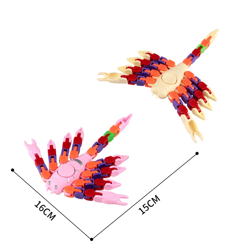 New Transformable Fingertip Fidget Spinner funny Stress Relief Toy Gyro Chain with Pop Scorpion Fidget Toy For Kids And Adults