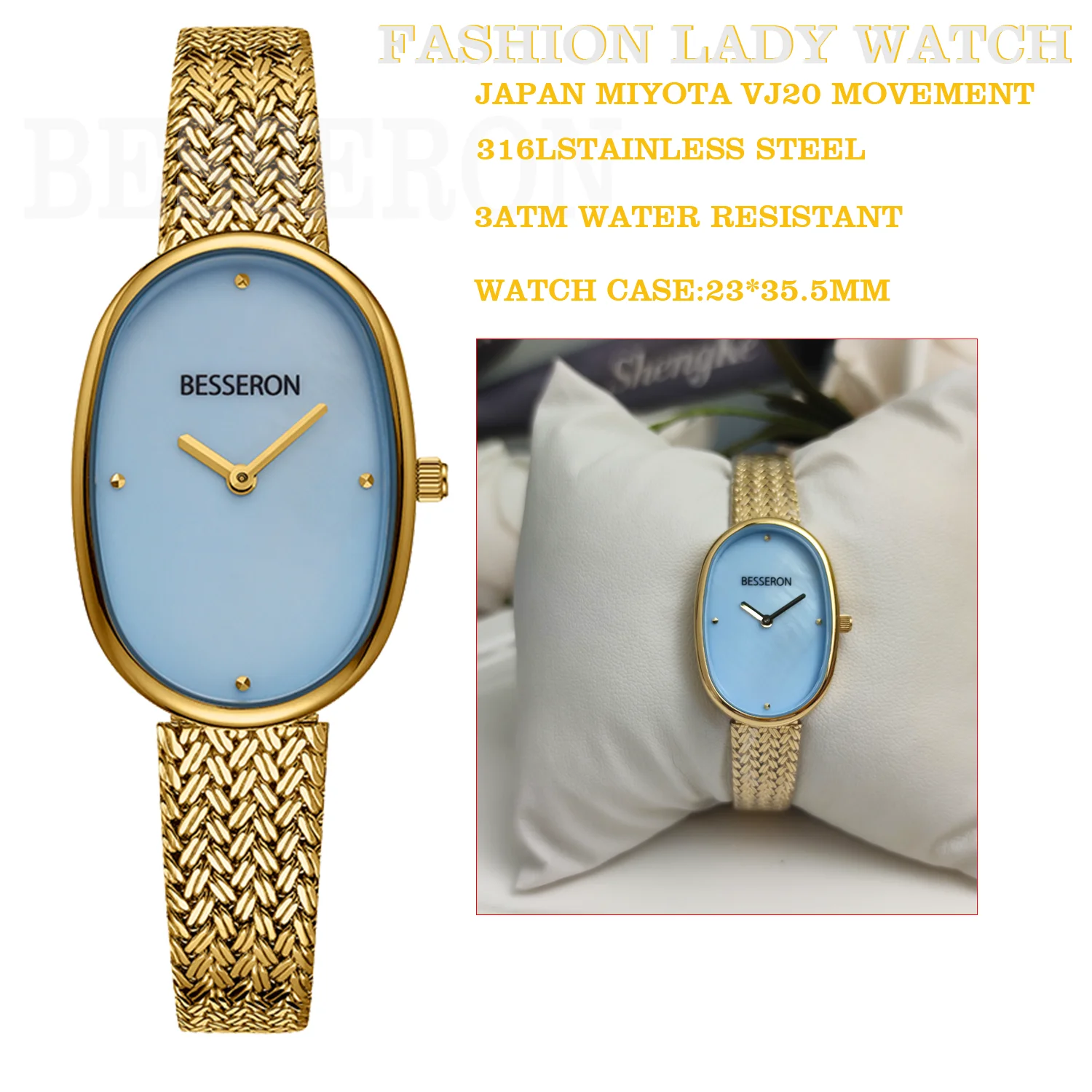 Customizable Bracelets Women Watch Oval Luxury Stainless Steel Quartz Watch 18K Gold Plating Jewelry Ladies Watch