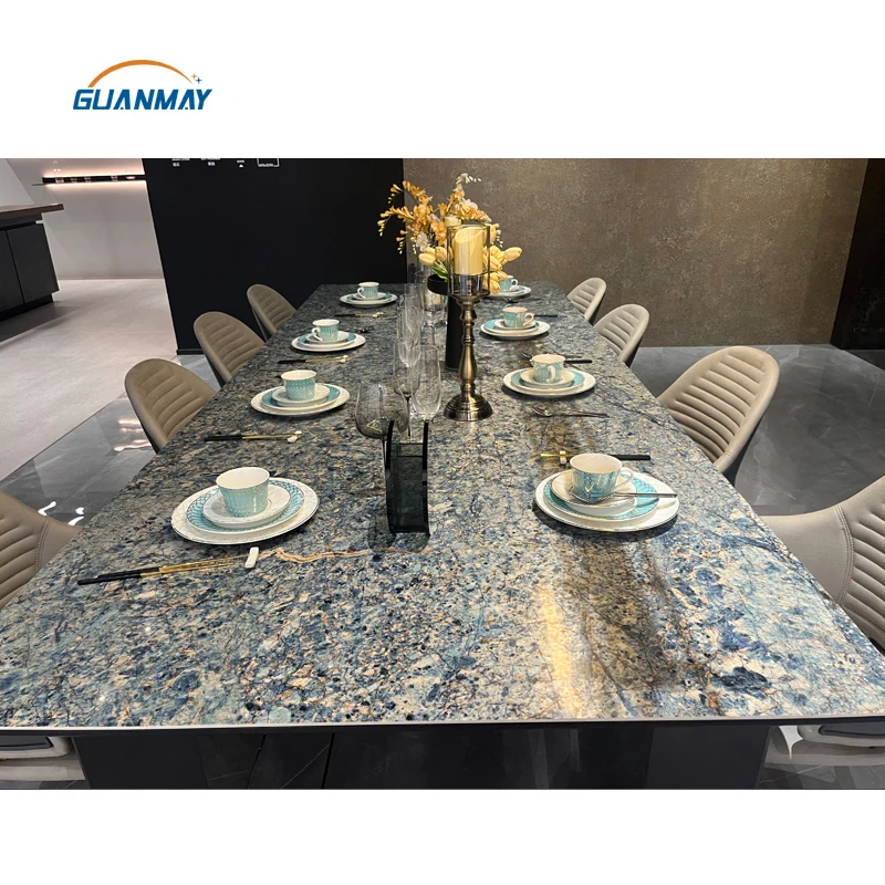 Guanmay Manufacturer Sintered Stone Restaurant Dining Table Top Sintered Stone for TV Wall Background