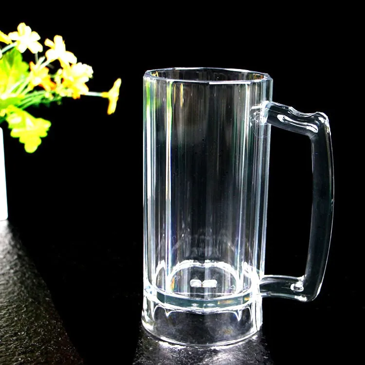 16oz BPA Free Thick Plastic Striped Beer Mug