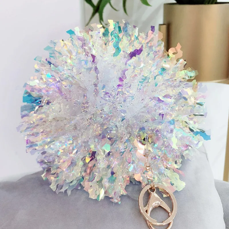 holographic   mini Cheerleading  pom poms key chain  Souvenir Gift for cheerleader