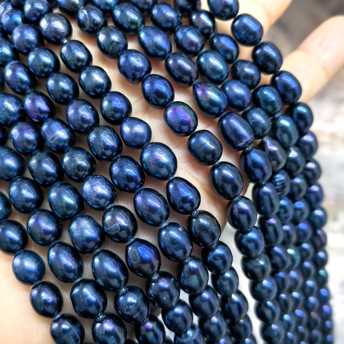 Natural Genuine Freshwater Cultured Black Pearl 7-8mm Free Size Jewelry Making Loose Beads