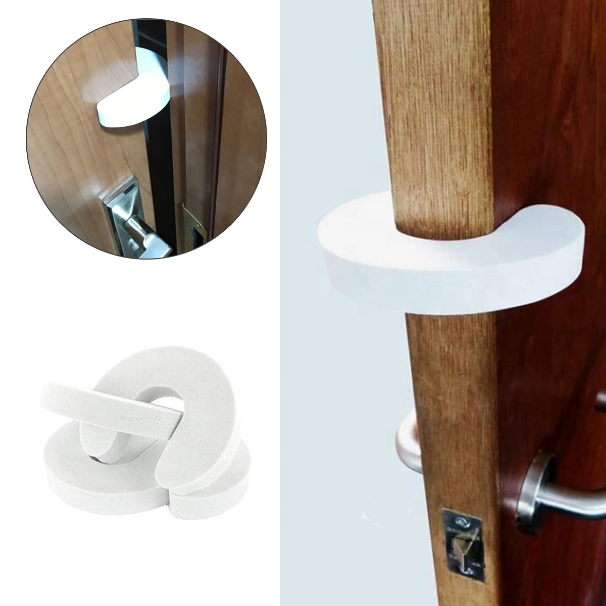 6Pcs Baby White Safety Door Stop Wedge Guard Silicone Modern Style Door Stopper Wedge Finger Protector