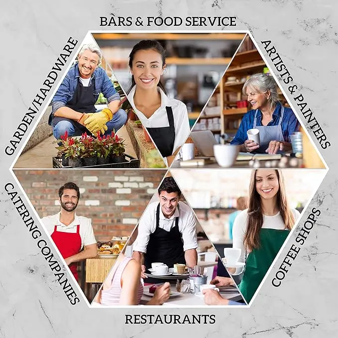 wholesale cheap custom full length bib black dishwasher apron kitchen polyester cotton fabric chef cooking apron two pocket logo