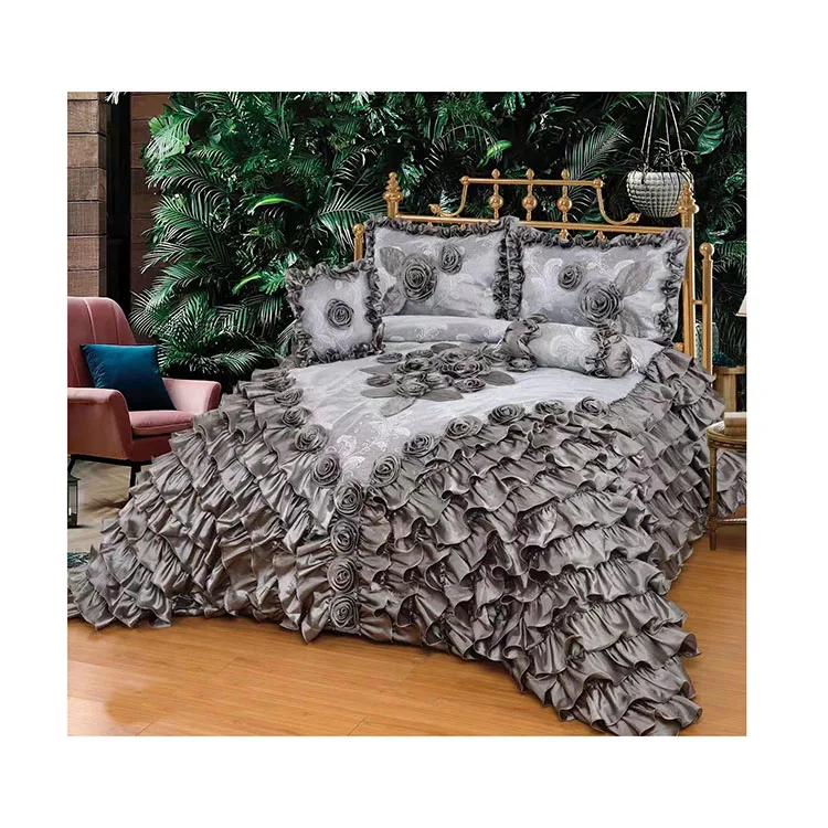 Горячая Распродажа домашний свадебный кружевной комплект из полиэстера с вышивкой постельное белье юбка для кровати текстиль> белье>