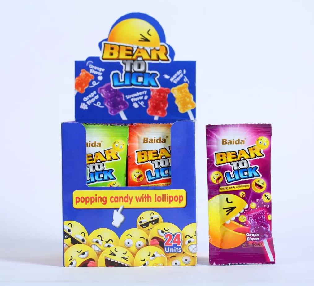 Baida Divertido фруктовый аромат в форме медведя Dip Loko Popping конфеты с леденцом для детей, семьи и друзей