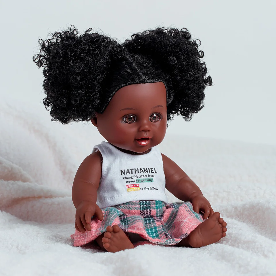 Full Silicone 12inch Dolls Hot Sale African American Black Doll For Kid Girl Toys Baby