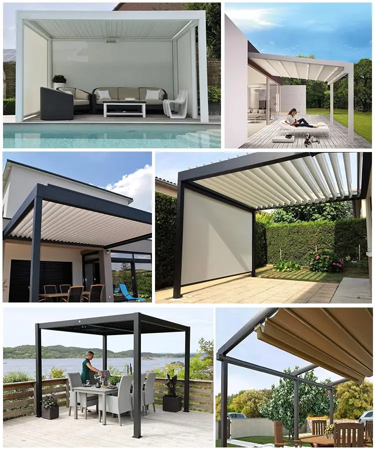 Outside glass opening skylight salon sunroom outdoor gazebo pergola with roof