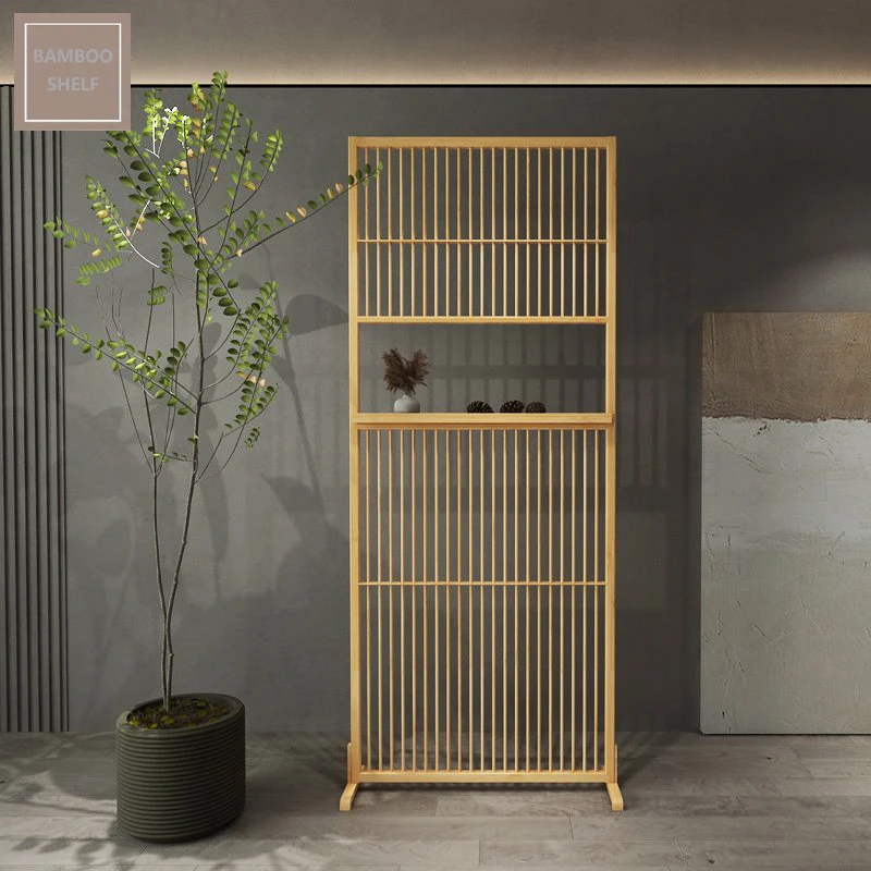 Natural color wood Folding screen wall mounted hanging room divider