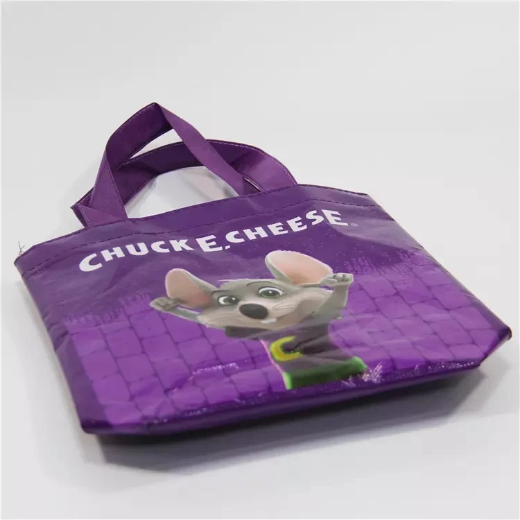 100% перерабатываемая Нетканая Ламинированная Сумка-тоут для покупок фиолетового цвета с логотипом на заказ