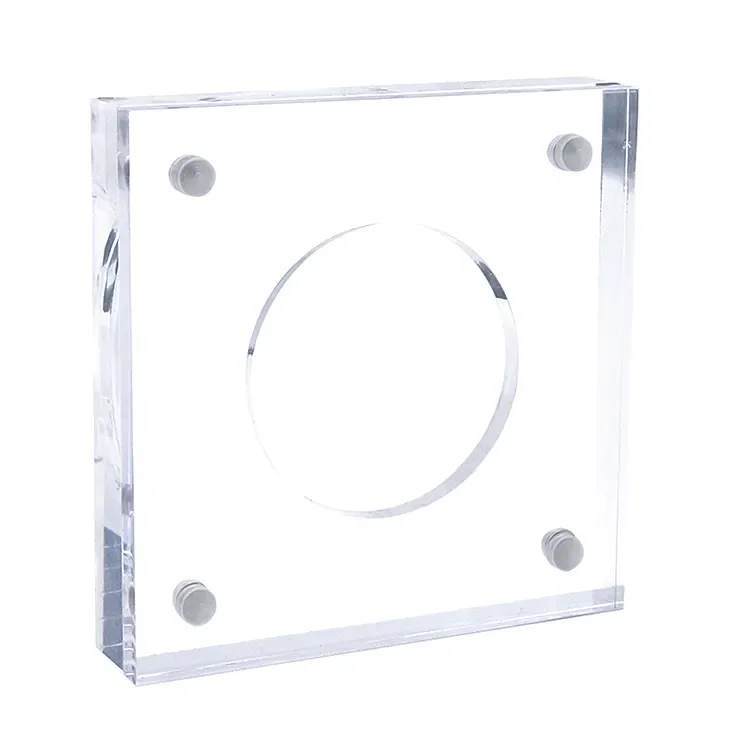 Wholesale transparent acrylic coin display stand Coin display box frame with magnetic fasteners