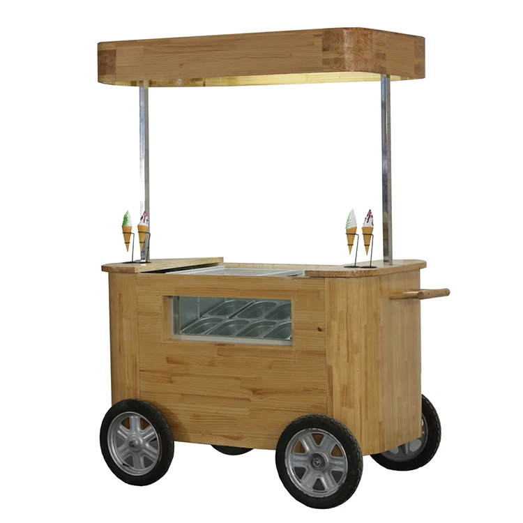 Ice cream cart with freezer sugar cane juicer extractor machine