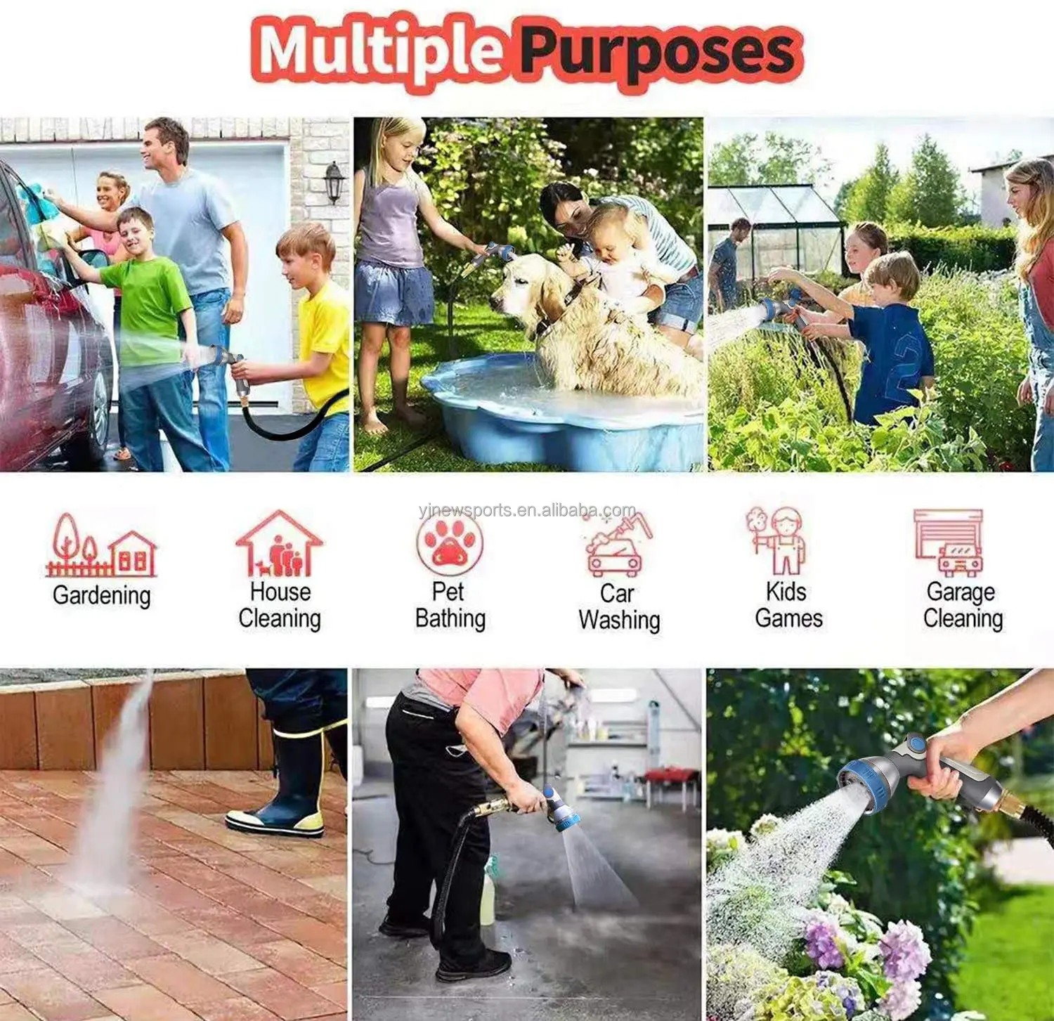 Customized 100FT Lightweight expandable Retractable Garden Hose with 3/4' brass fitting