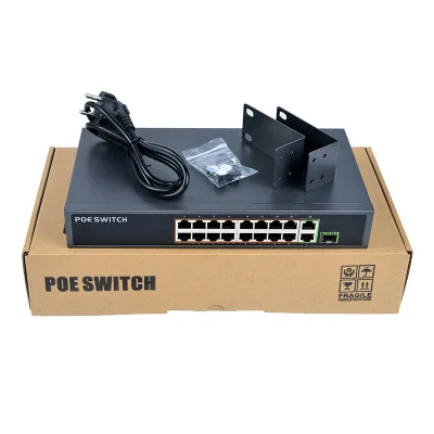  16 портов POE коммутатор 10/100 Мбит/с Ethernet-коммутатор 2 порта 10/100/1000 Мбит/с-умный