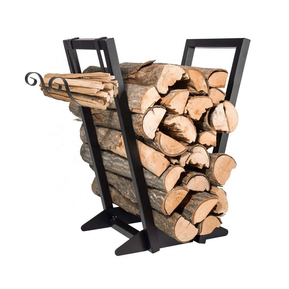 Легкая сборка, сверхпрочная стойка для хранения камина, дрова, с держателем Kindling