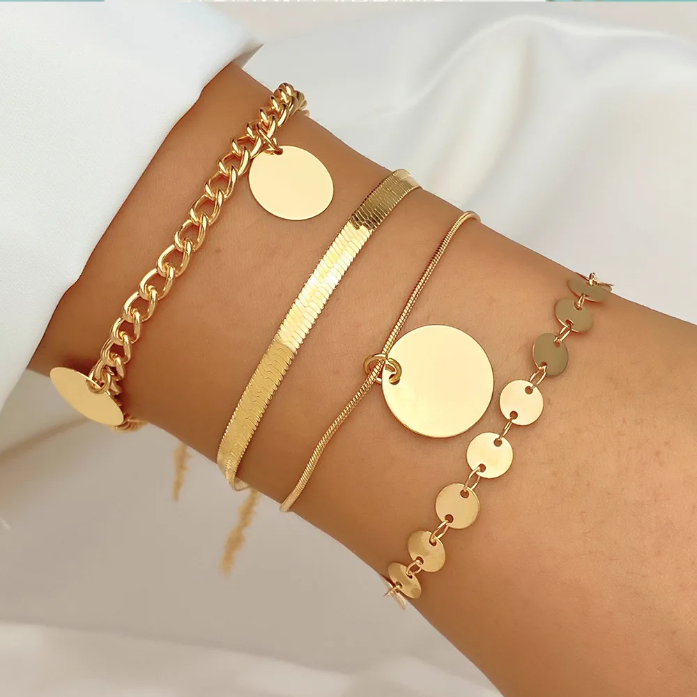 Оптовая продажа винтажный толстый панк-золотой браслет