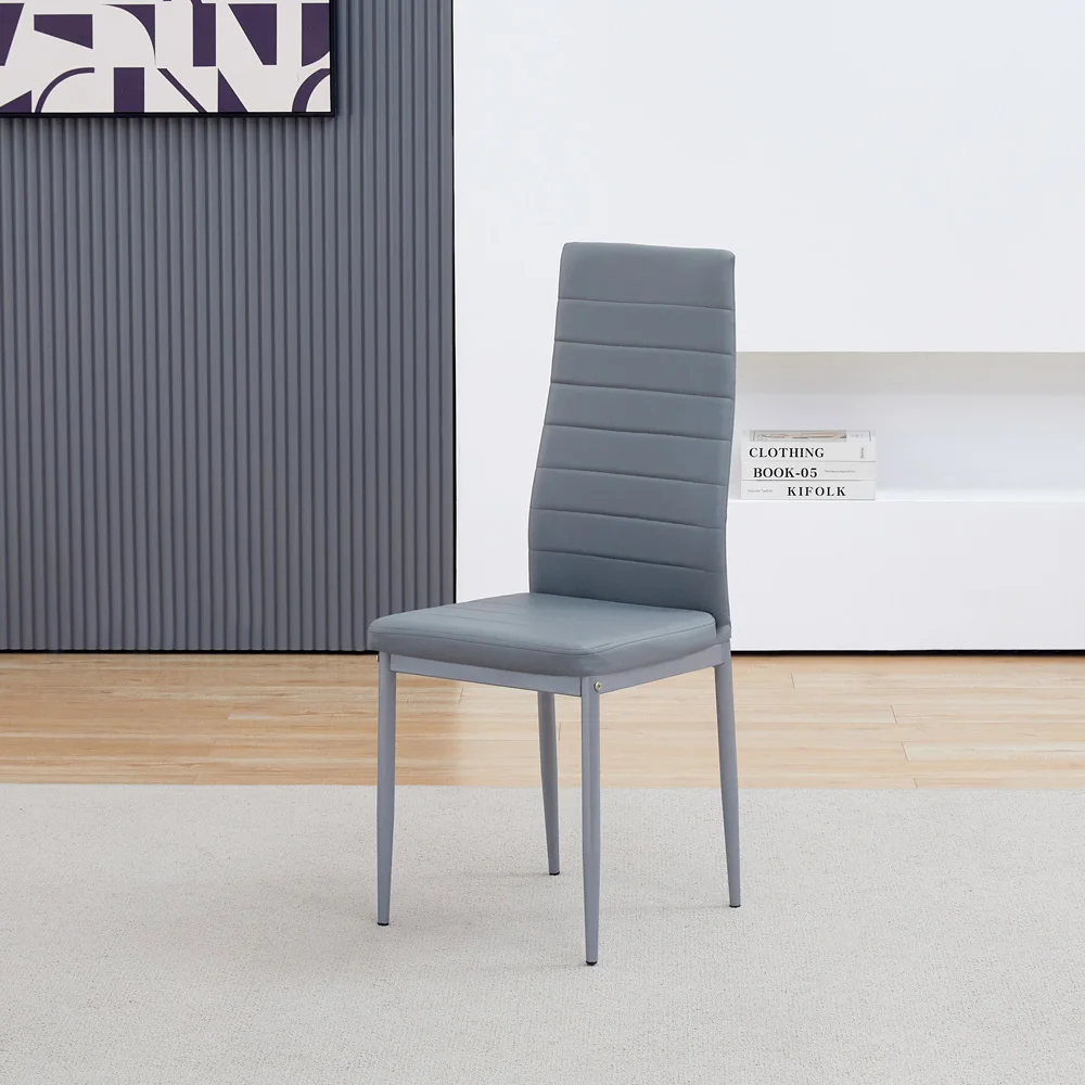Round Glass Grey Kitchen Dining Table With Storage Shelf And 4 Grey Metal Chairs