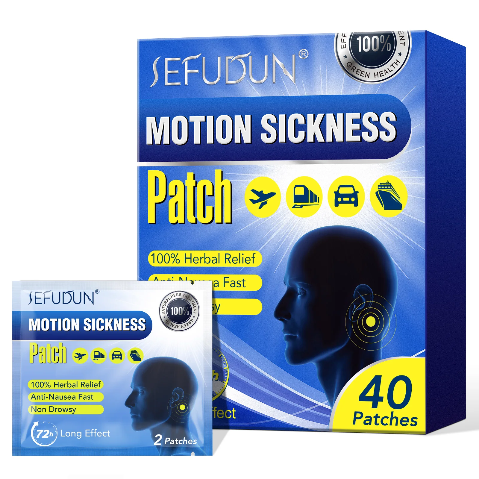 Motion Sickness Patch for Cruise Dizziness Vertigo Behind Ear Nausea Patches for Sea Sickness with Non Drowsy Seasick Patches