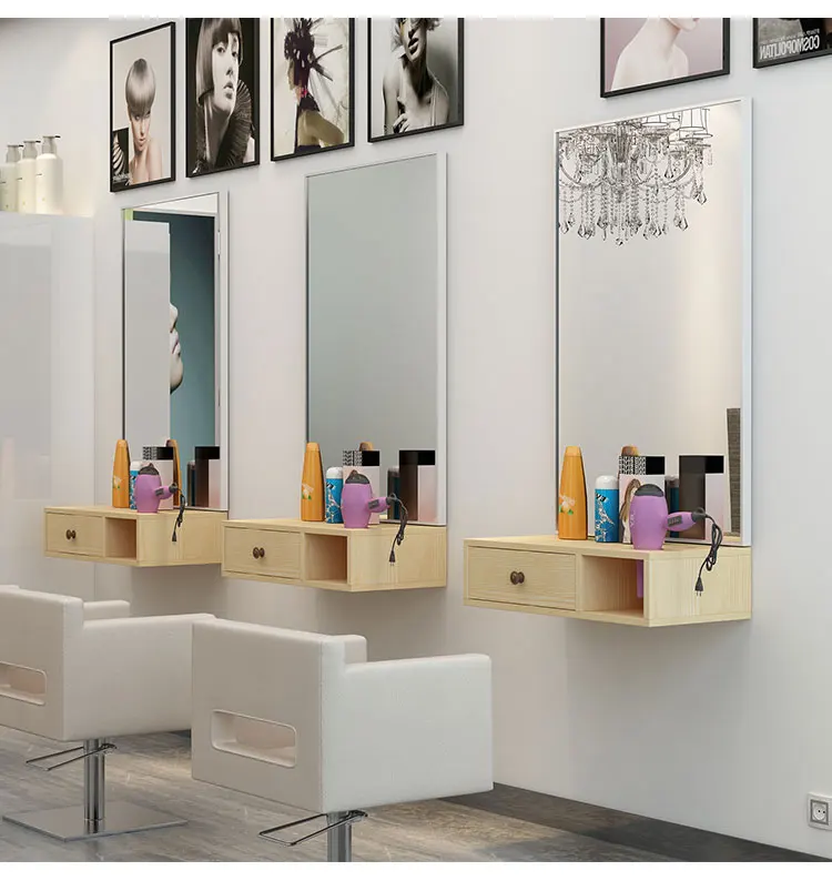 Single Side Hairdressing Product Dedicated LED Salon Wall Mirror Mounted Practical Smart Mirror Morden Style Salon Mirror