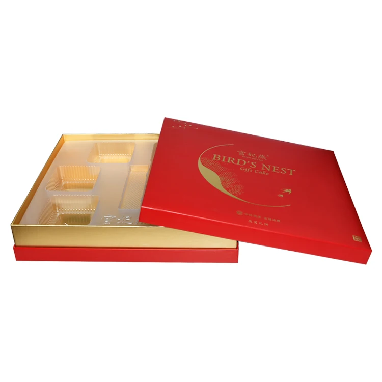 luxury gold neck lid and base cardboard gift box for sweet/chocolate/candy with printing paper tray food packaging
