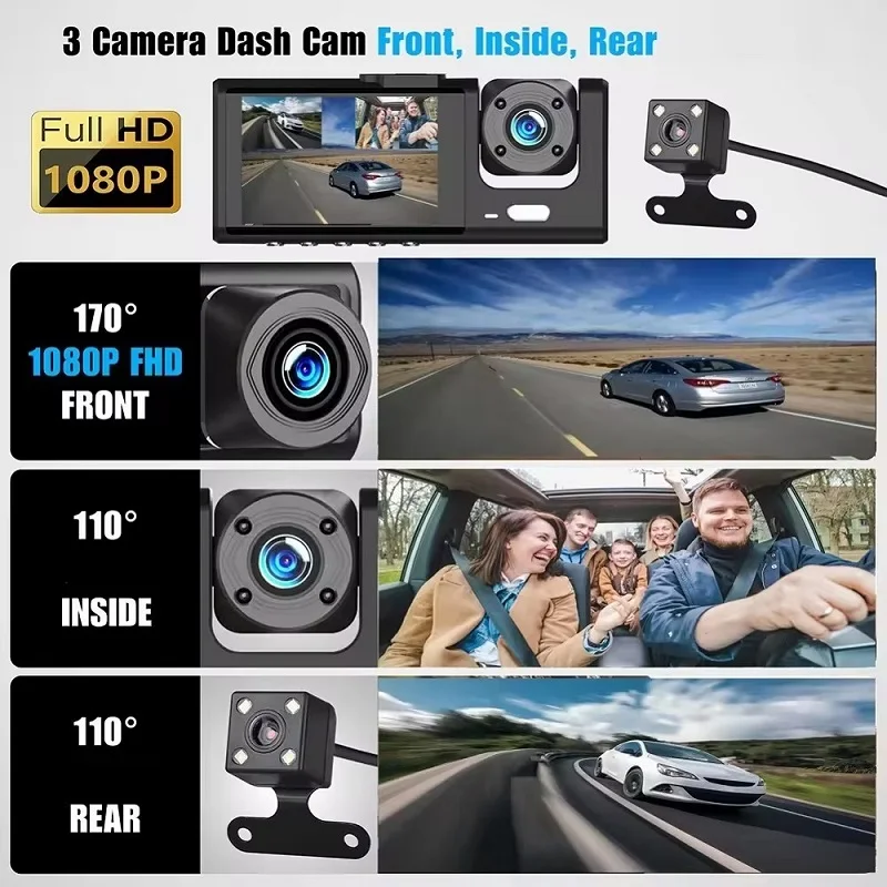 Lingtong 6248-1084-0308-2.0-inch IPS-V09 Real Triple Record Plus Weighted Force Car Video Recorder