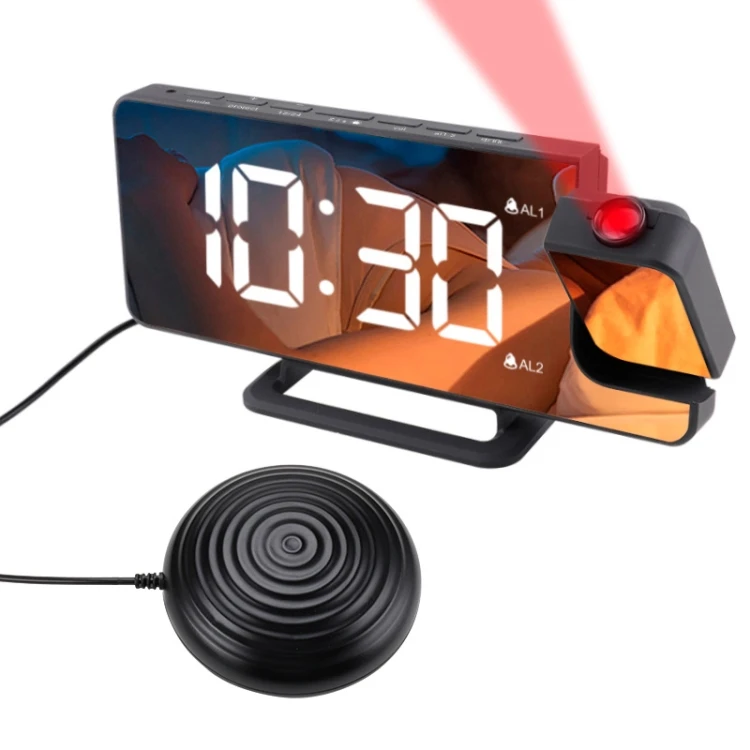 Bulk Stock Mirror Projection Clock 2 Groups Alarm Mode with Vibrator Alarm Clocks