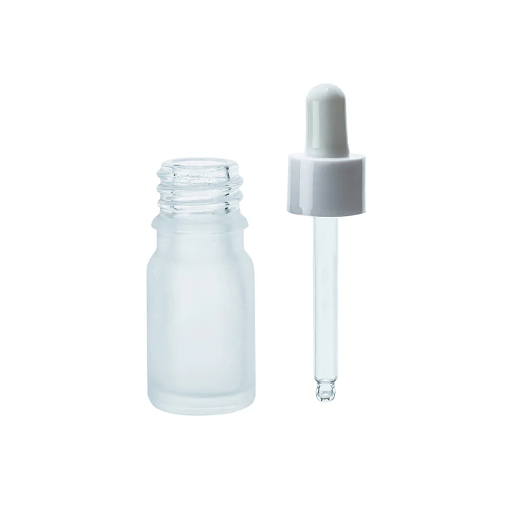 15ml Frosted Bottle Body and Soft PP Lid Silicone Straw Glass Nail Polish Oil and Essential Oil Bottle