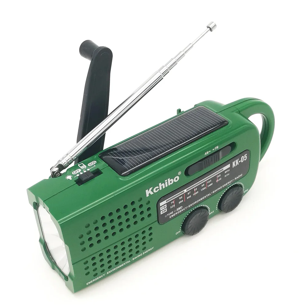 Kchibo hand-cranked portable radio FM AM emergency survival pack radio outdoor solar hand windup flashlight radio