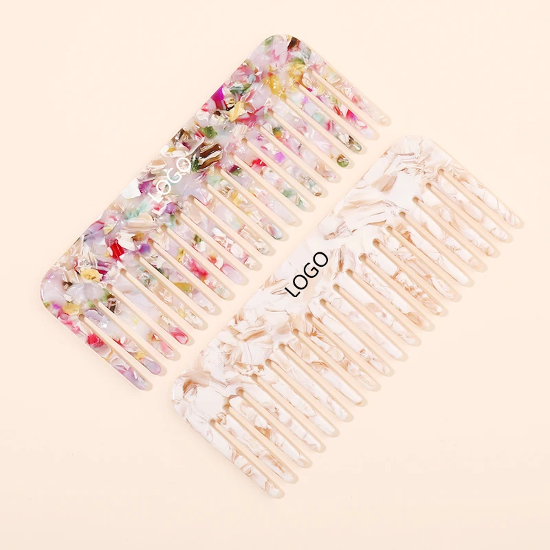 custom logo color OEM ODM 4mm thick large size cellulose acetate wide tooth comb with private label 890053