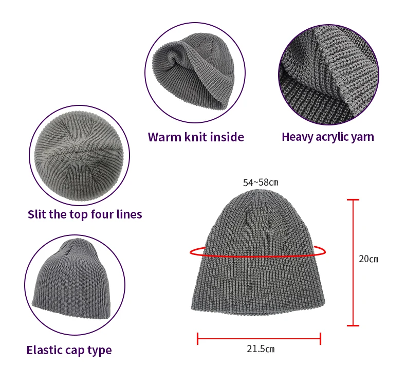 Custom Logo High Quality Mens Acrylic Ribbed Beanie Cap Winter Ski Hat Plain Fisherman Knitted Beanie