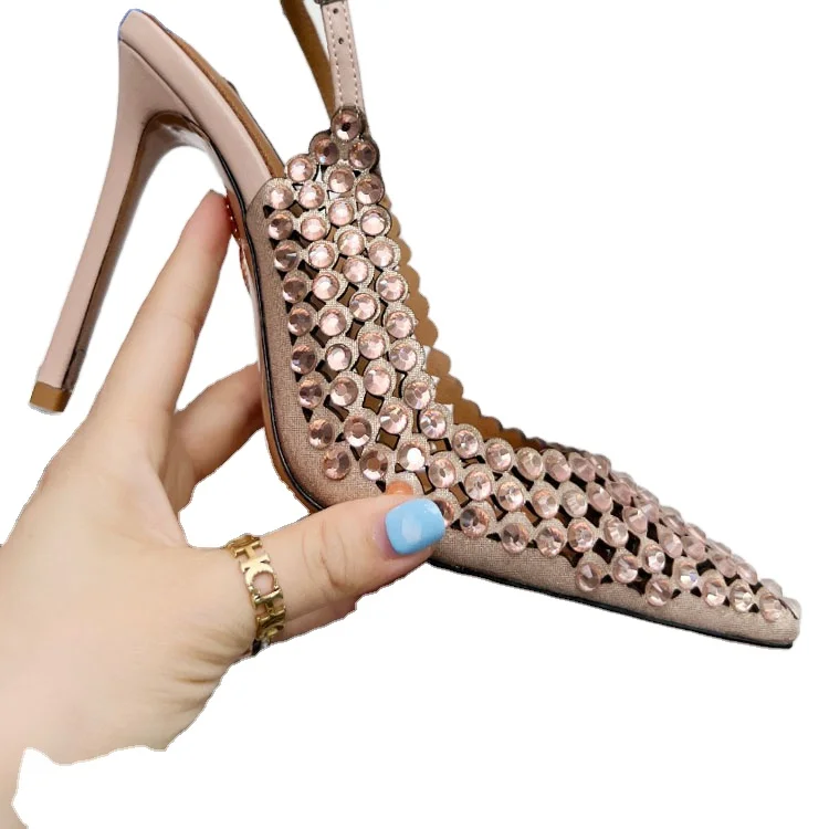 Wholesale womens beautiful classy ladies crystal high heels diamonds sandal shoes sexy