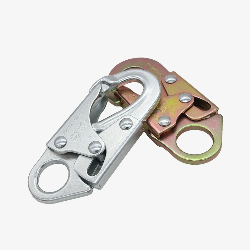 JENSAN Custom High Quality 23KN Safety Snap Hook Steel Double Lock Forge Snap Hook Climbing Carabiner for Protection