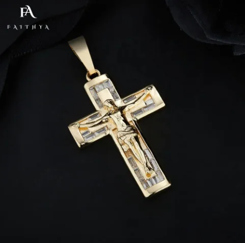 FP1049 модные ювелирные изделия распятие ортодоксальный крест кулон Oro laminado религиозные украшения