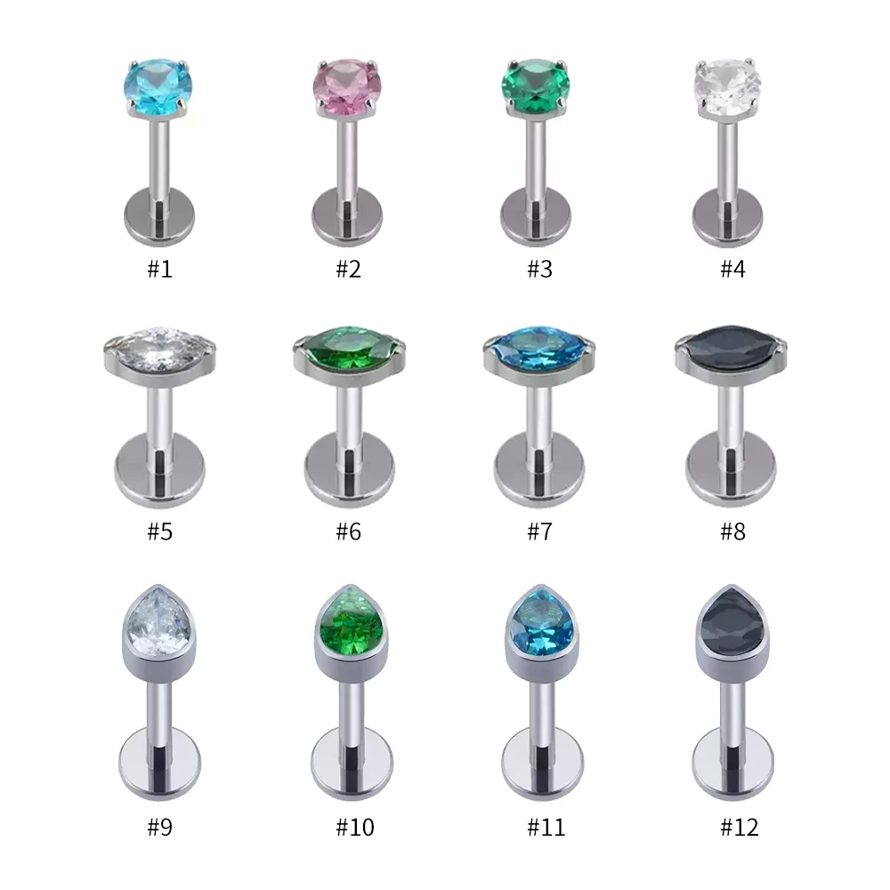 Head Labret Lip Ring ASTM F136 G23 Titanium Internal Thread Helix Rook Piercing Earrings