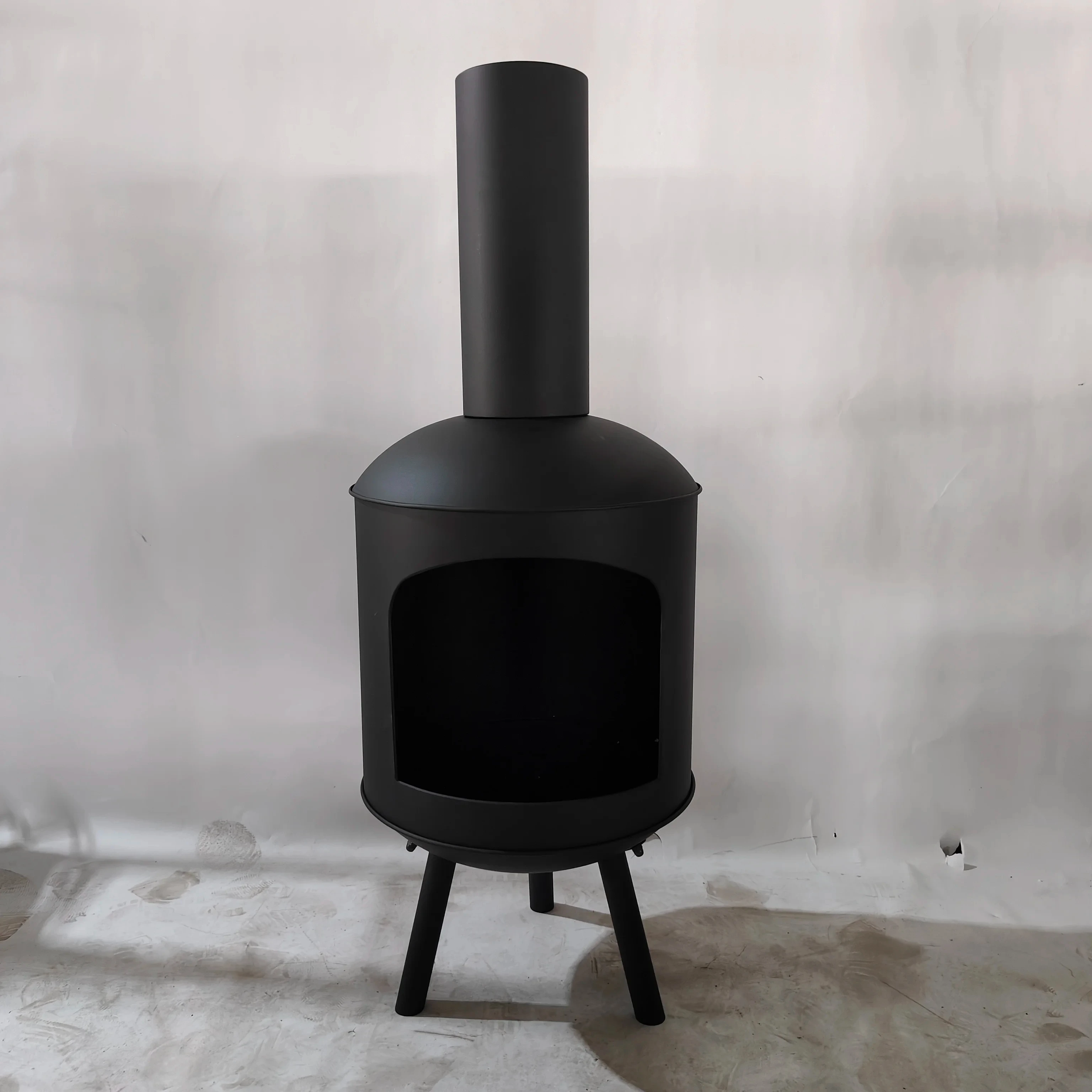 Outdoor Garden Black Chimineas Wood-Burning Fire Pit with BBQ Charcoal Grill Elegant Fireplaces for Outdoor Entertaining