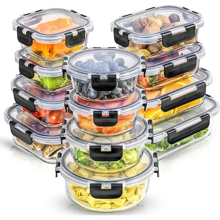 Wholesale Kitchen Storage Containers, Glass Meal Prep Container for Lunch, Glass Storage Containers with Lids
