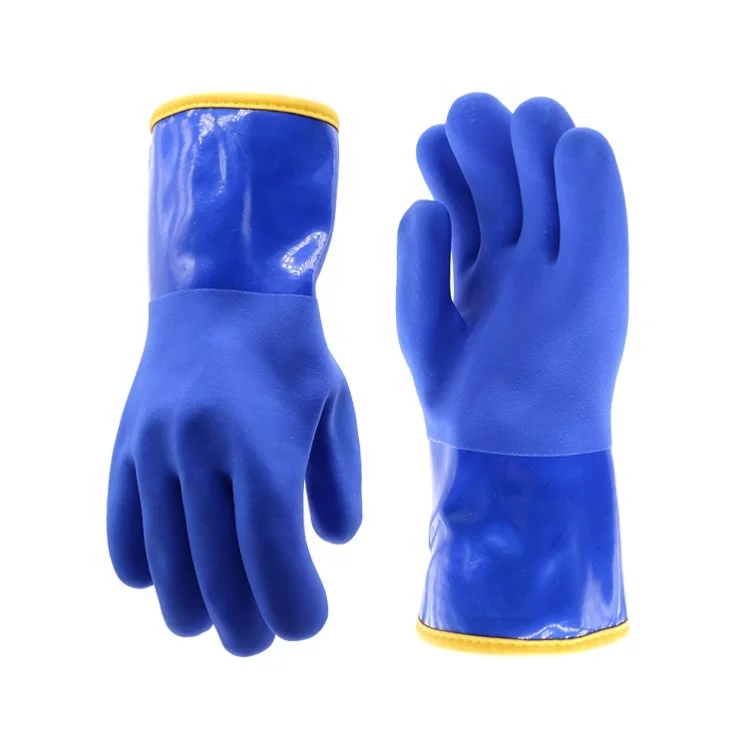 Anti slip soft comfort fit gloves anti cold and water G PDOUG948 warm thick liner acrylic fleece with PVC fully coating