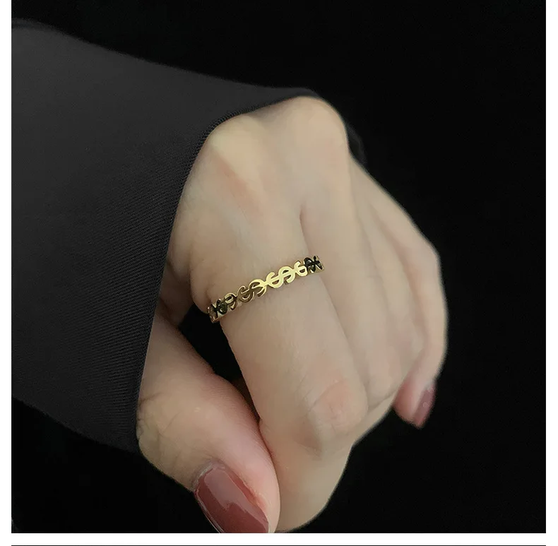 Fashion Dollar Sign Stainless Steel Ring Women Fashion 18k Gold Plated Ring