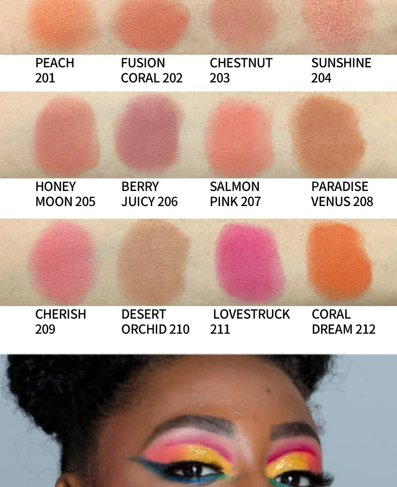 12 colors white pressed powder blush High Quality Beauty Cosmetic Blush Long Lasting Waterproof Blush