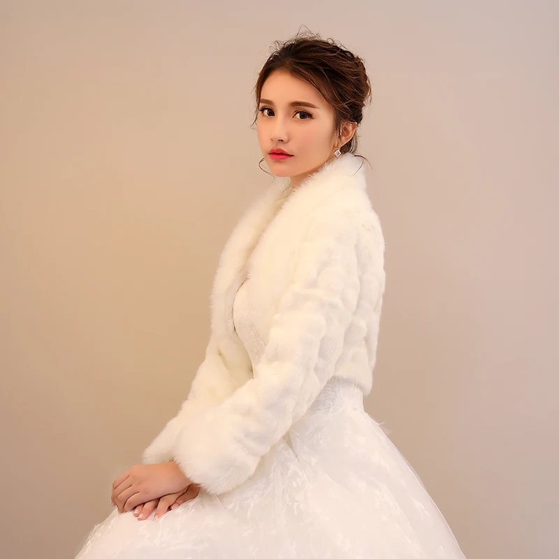 
Best selling wholesale winter bridal shawl short bubble bend fur collar small shawl wedding accessories 