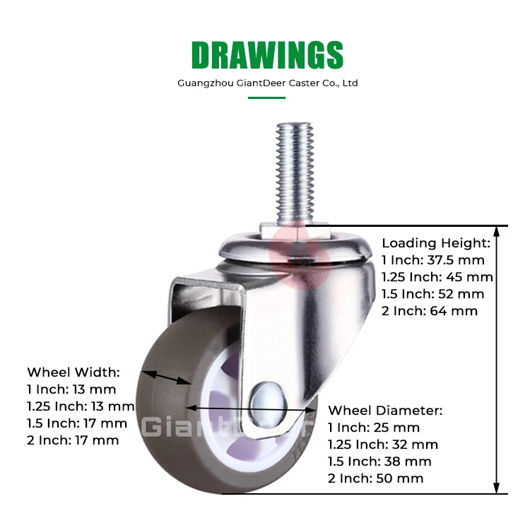 Customized Top Quality 2 Inch 50mm Silicone Caster Solid Stem 16mm M6 M8 M10