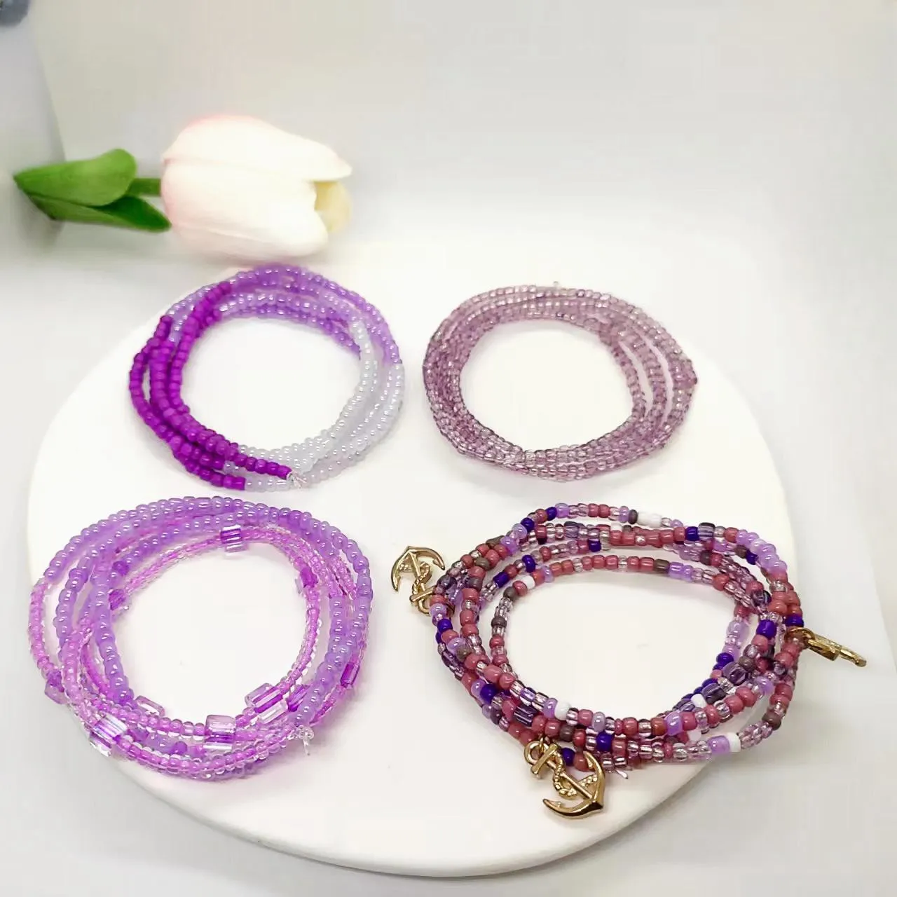 Handmade rice beads beach Chain Elastic Waist beads Wholesale Bohemian Colorful body charm chain