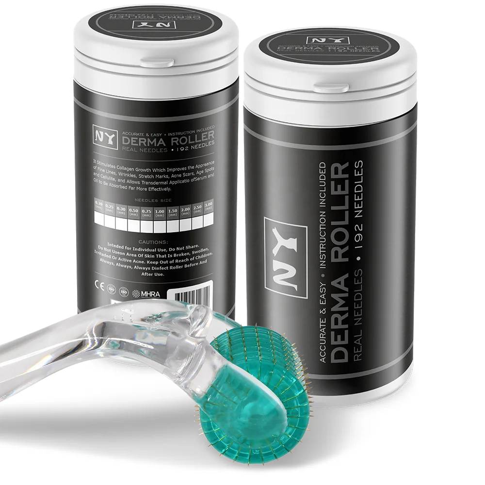 Derma Roller System 192 Needles 0.5mm Titanium Dermaroller For Beard Growth Microneedle Rollers Skin Rejuvenation Acne Treatment