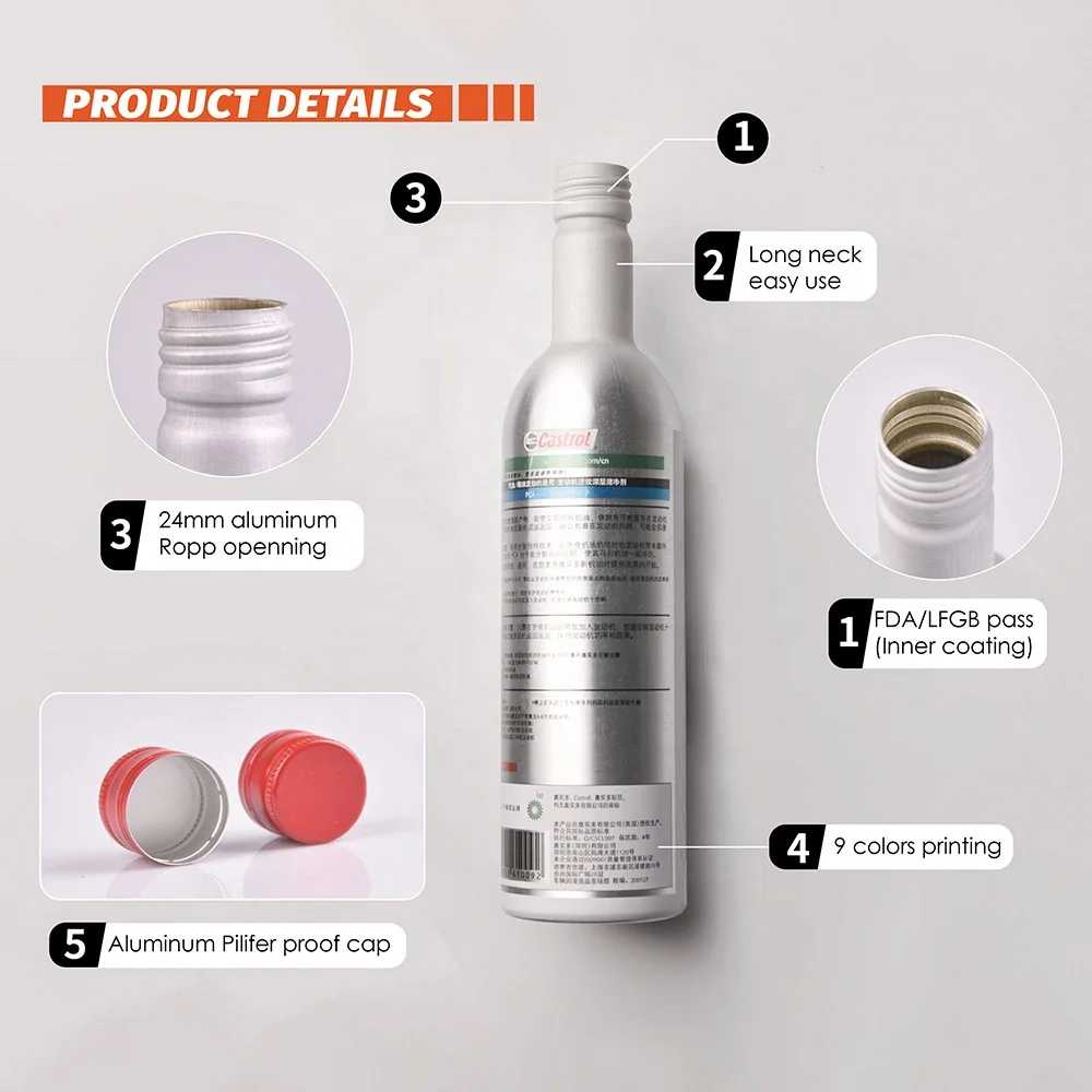 High Quality Metal Bottle Packaging All-Season Diesel Anti-Gel Cetane Boost 500ml 16oz 350ml 24oz Fuel Additive Aluminum Bottle